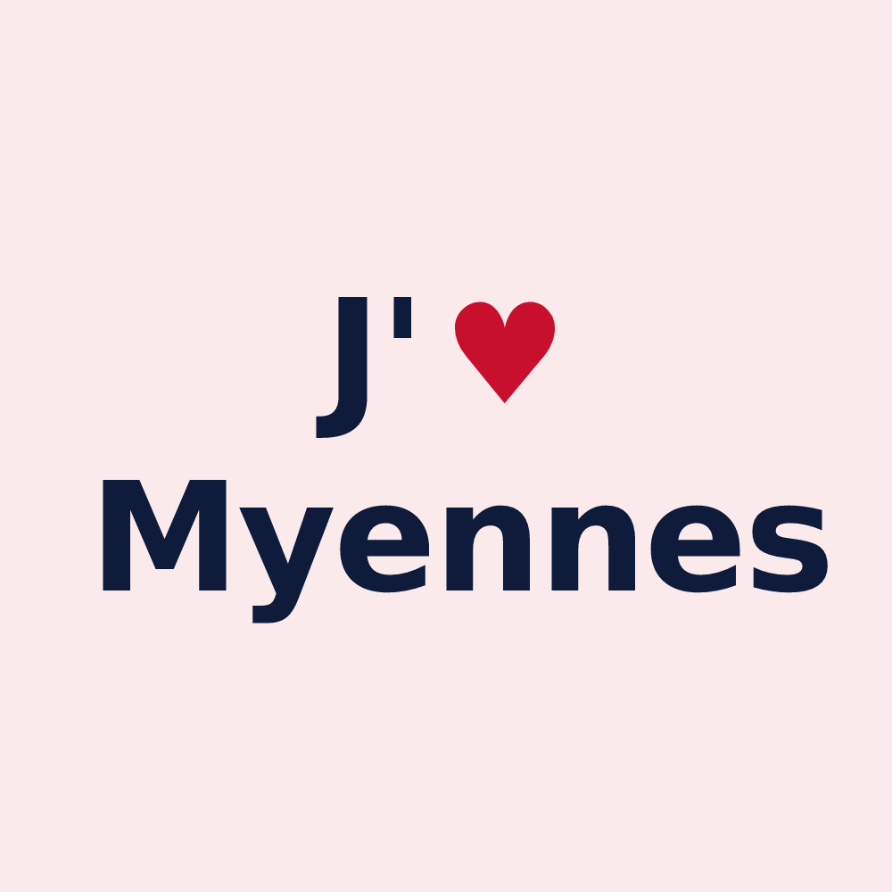 Magnet personnalisé Myennes — design J'aime Myennes