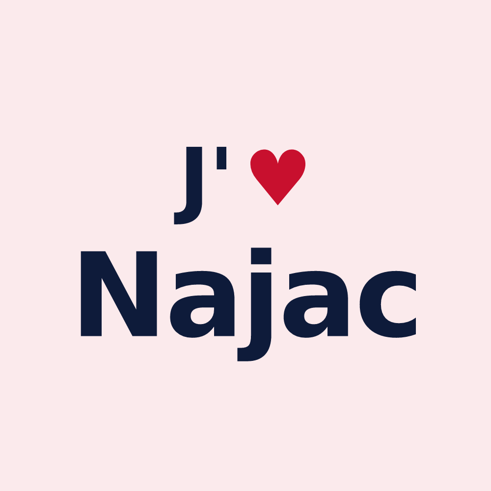 Magnet personnalisé Najac — design J'aime Najac