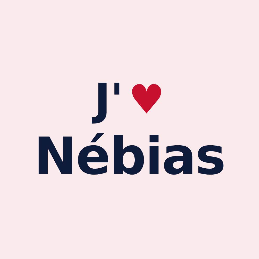 Magnet personnalisé Nébias — design « J'aime Nébias » imprimé sur le magnet