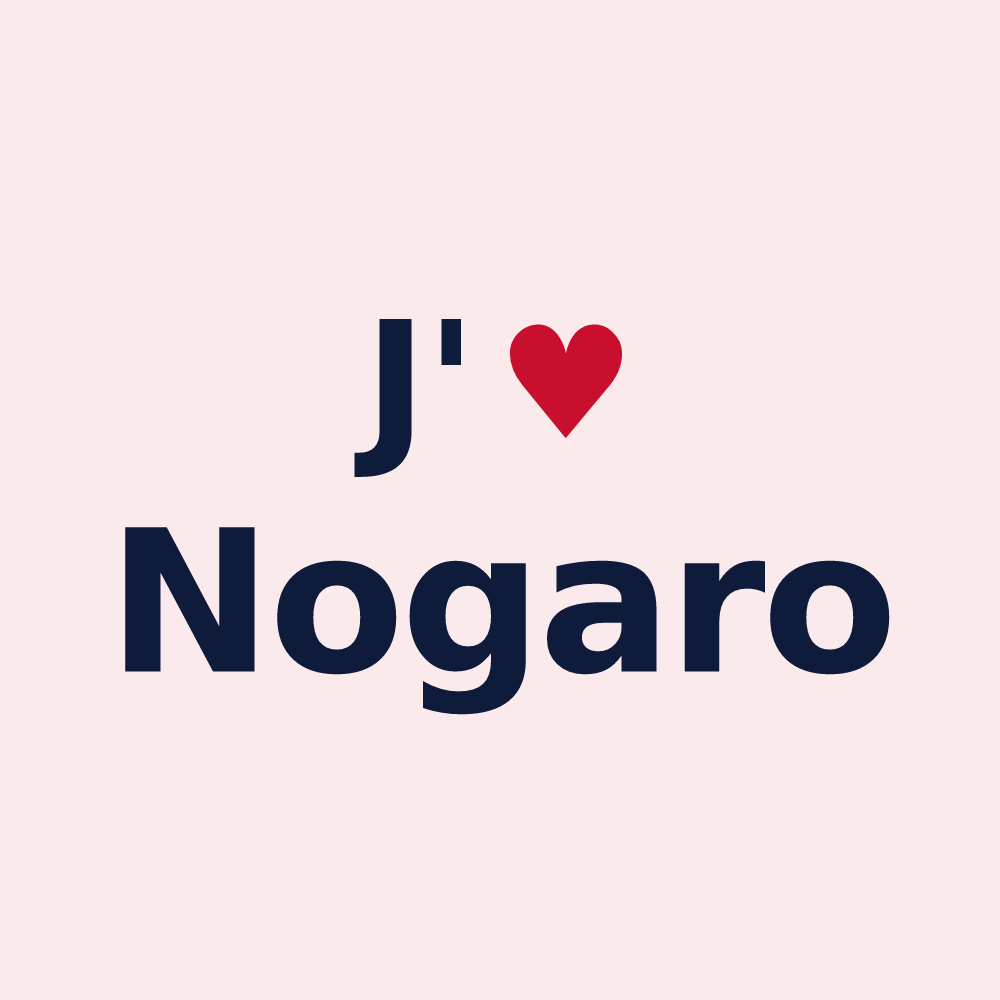 Magnet personnalisé Nogaro — design « J'aime Nogaro » imprimé sur le magnet