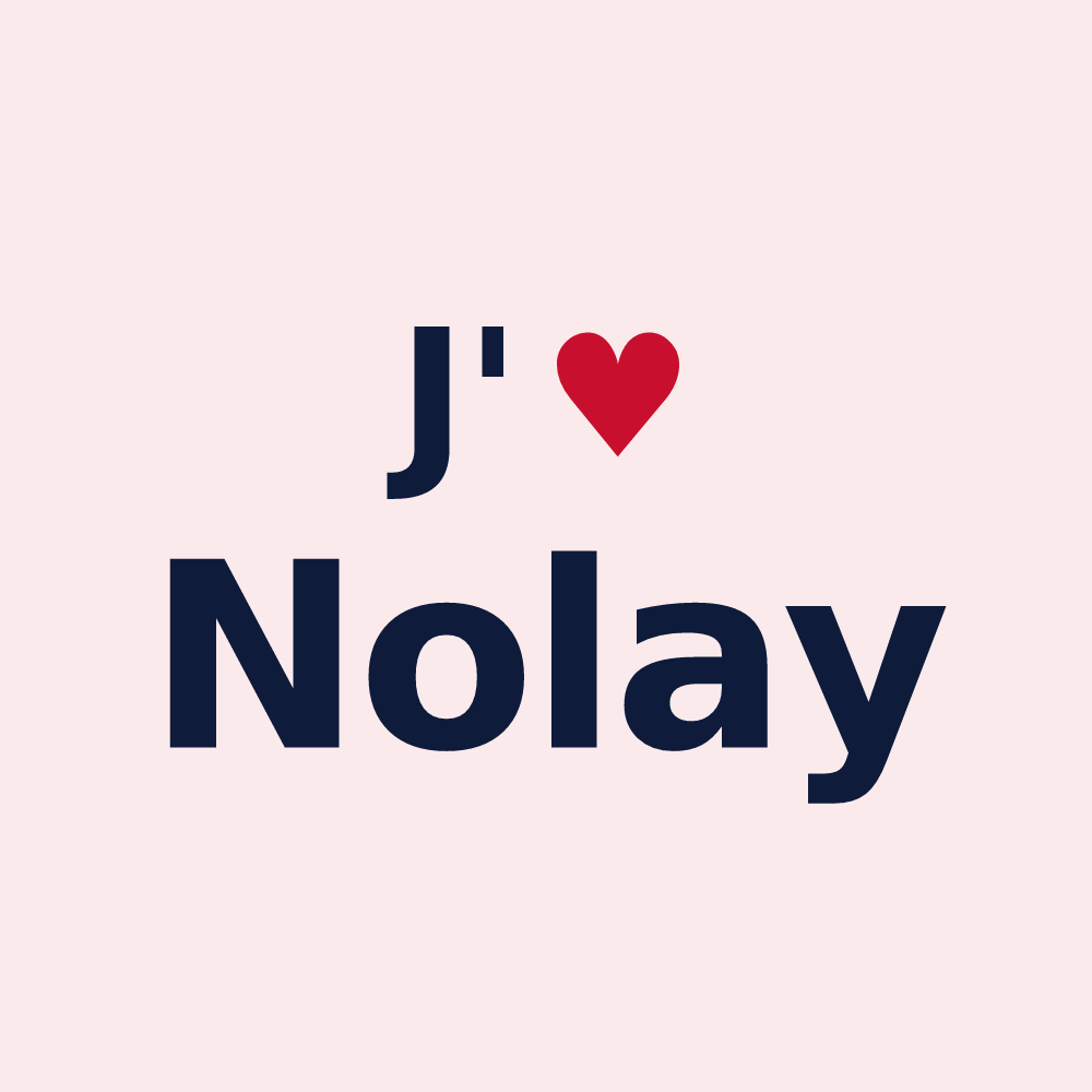 Magnet personnalisé Nolay — design « J'aime Nolay » imprimé sur le magnet