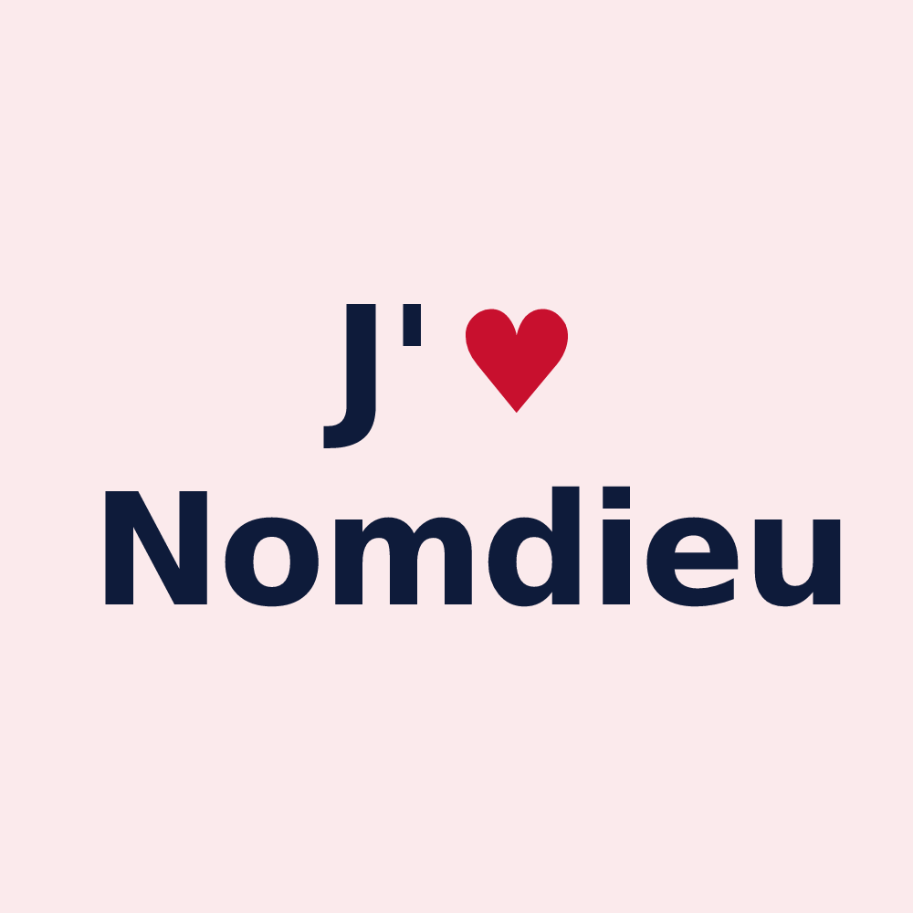 Magnet personnalisé Nomdieu — design J'aime Nomdieu