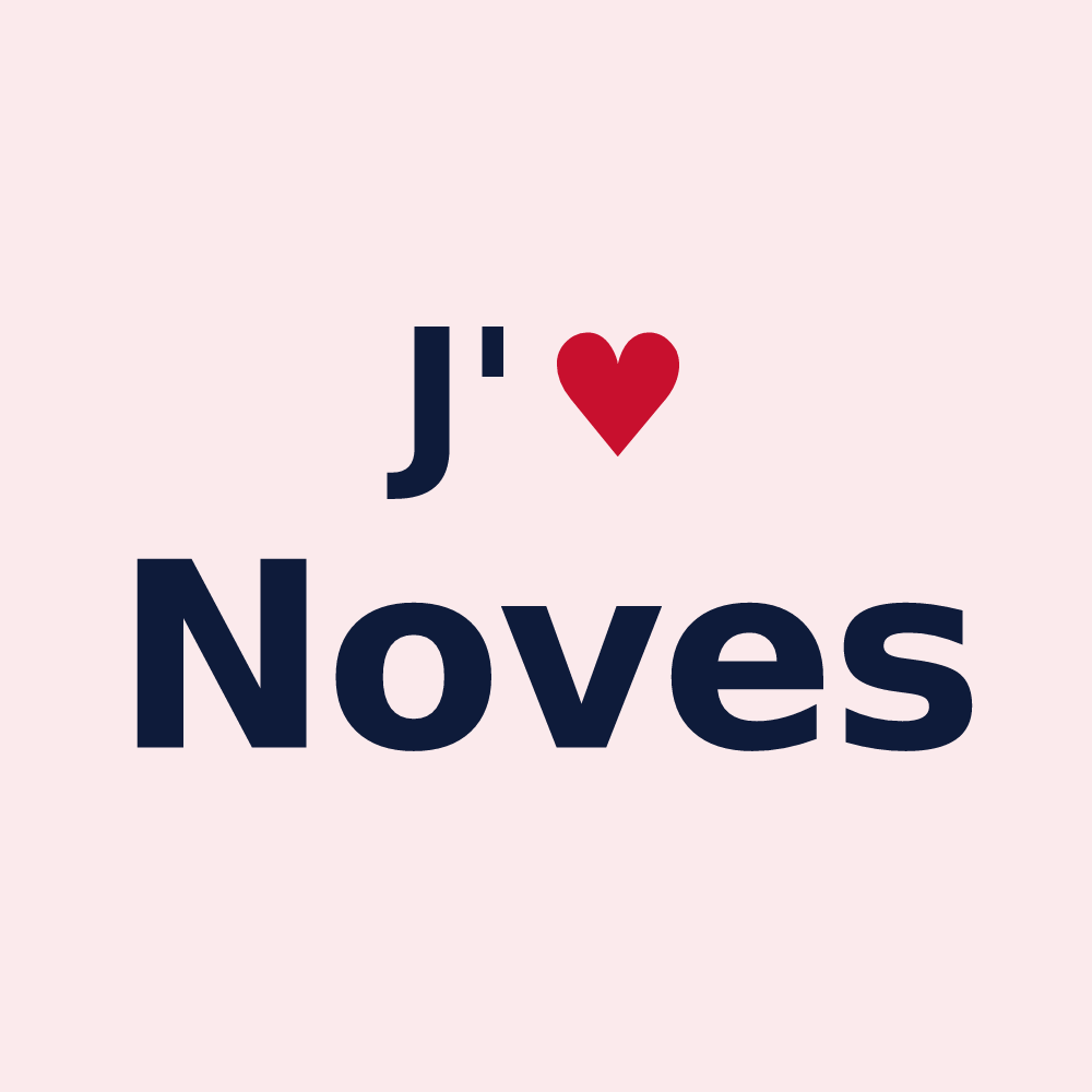 Magnet personnalisé Noves — design « J'aime Noves » imprimé sur le magnet