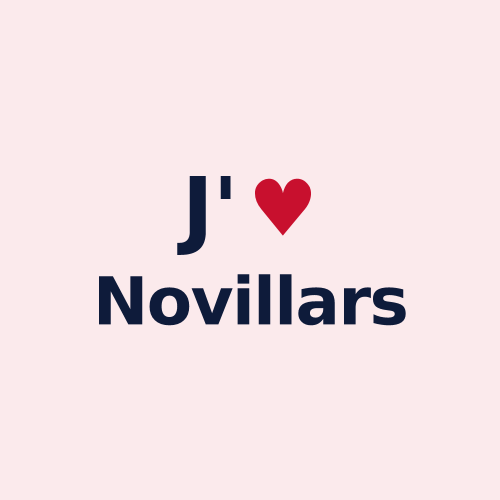 Magnet personnalisé Novillars — design J'aime Novillars