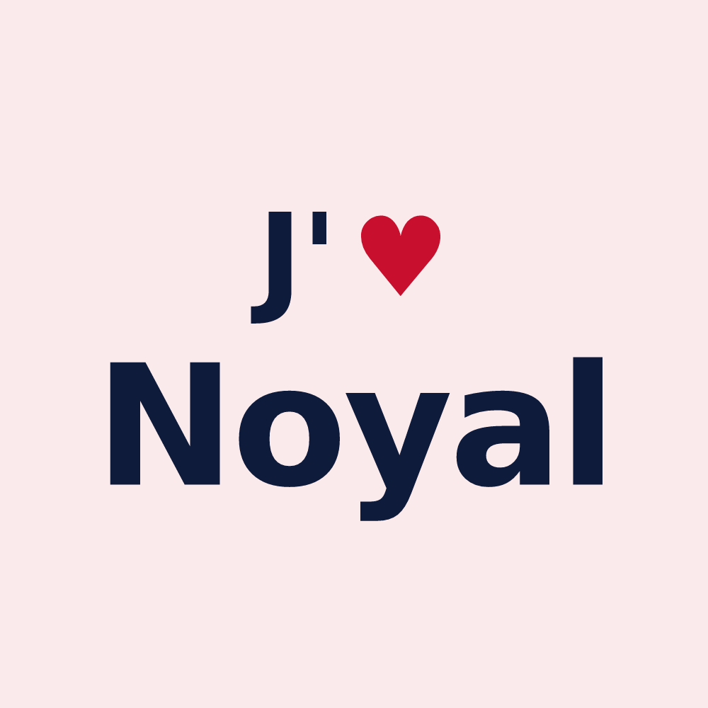 Magnet personnalisé Noyal — design « J'aime Noyal » imprimé sur le magnet