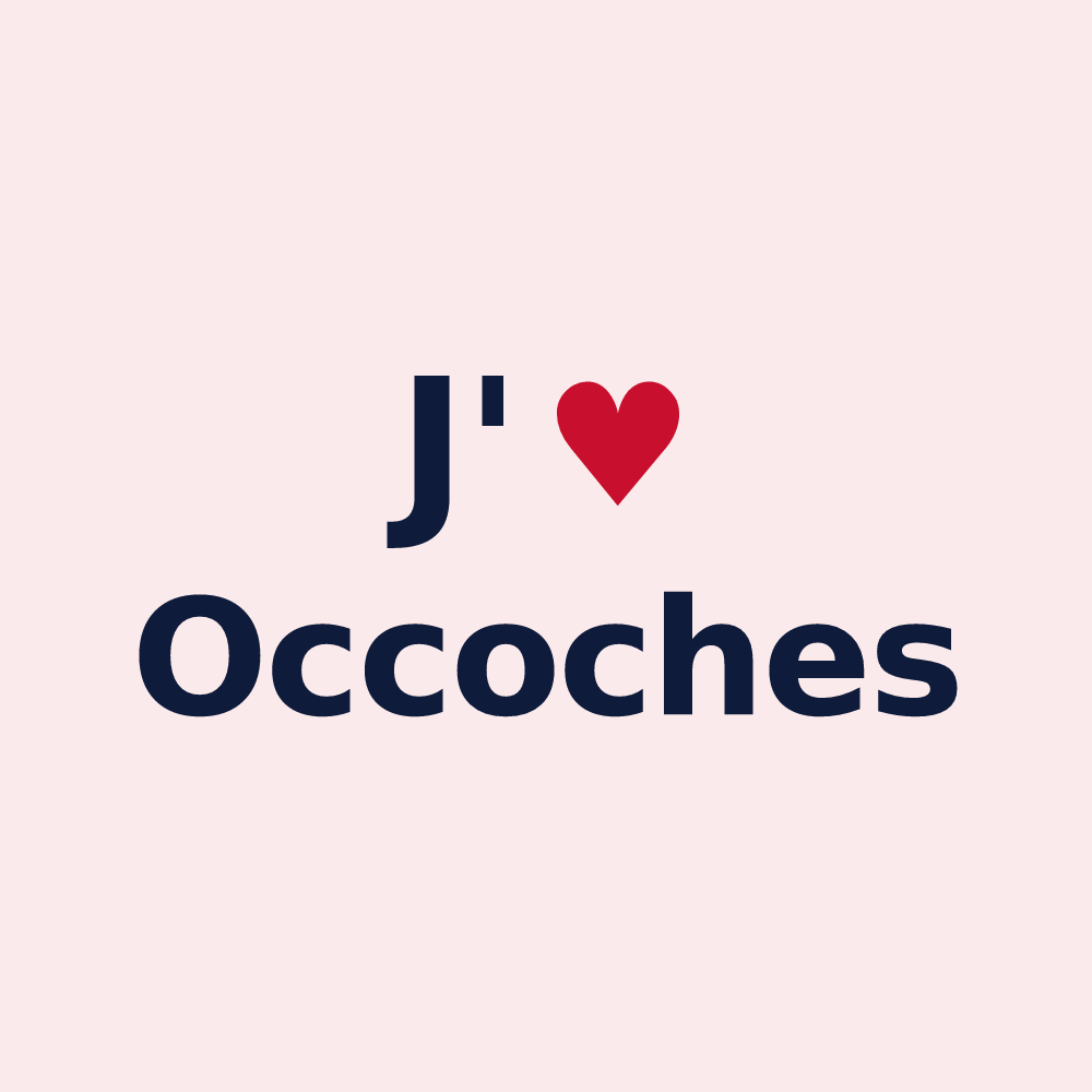 Magnet personnalisé Occoches — design « J'aime Occoches » imprimé sur le magnet