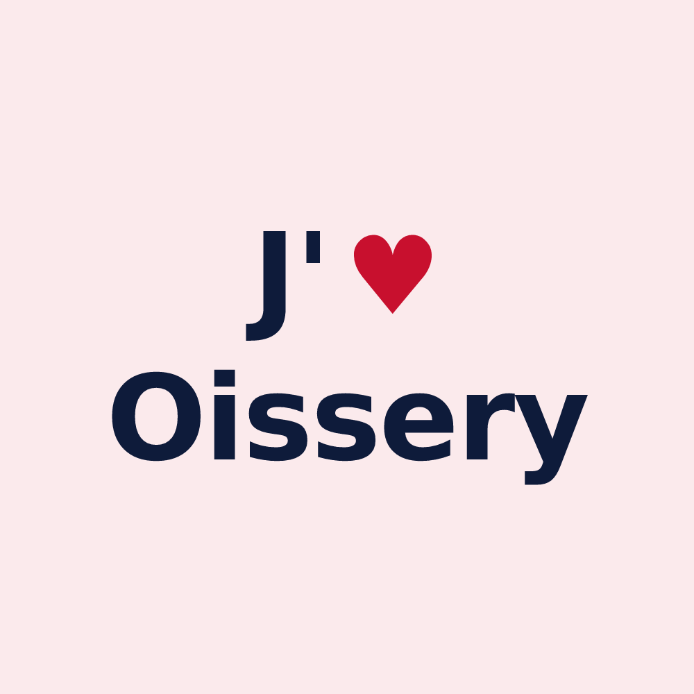 Magnet personnalisé Oissery — design « J'aime Oissery » imprimé sur le magnet
