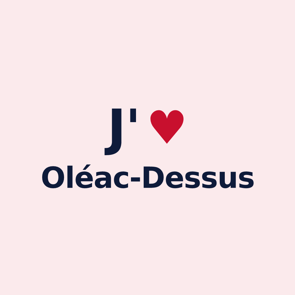 Magnet personnalisé Oléac-Dessus — design J'aime Oléac-Dessus