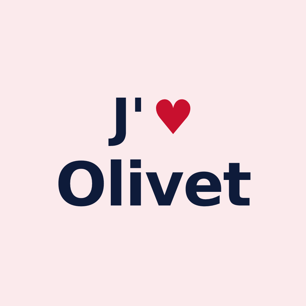 Magnet personnalisé Olivet — design J'aime Olivet