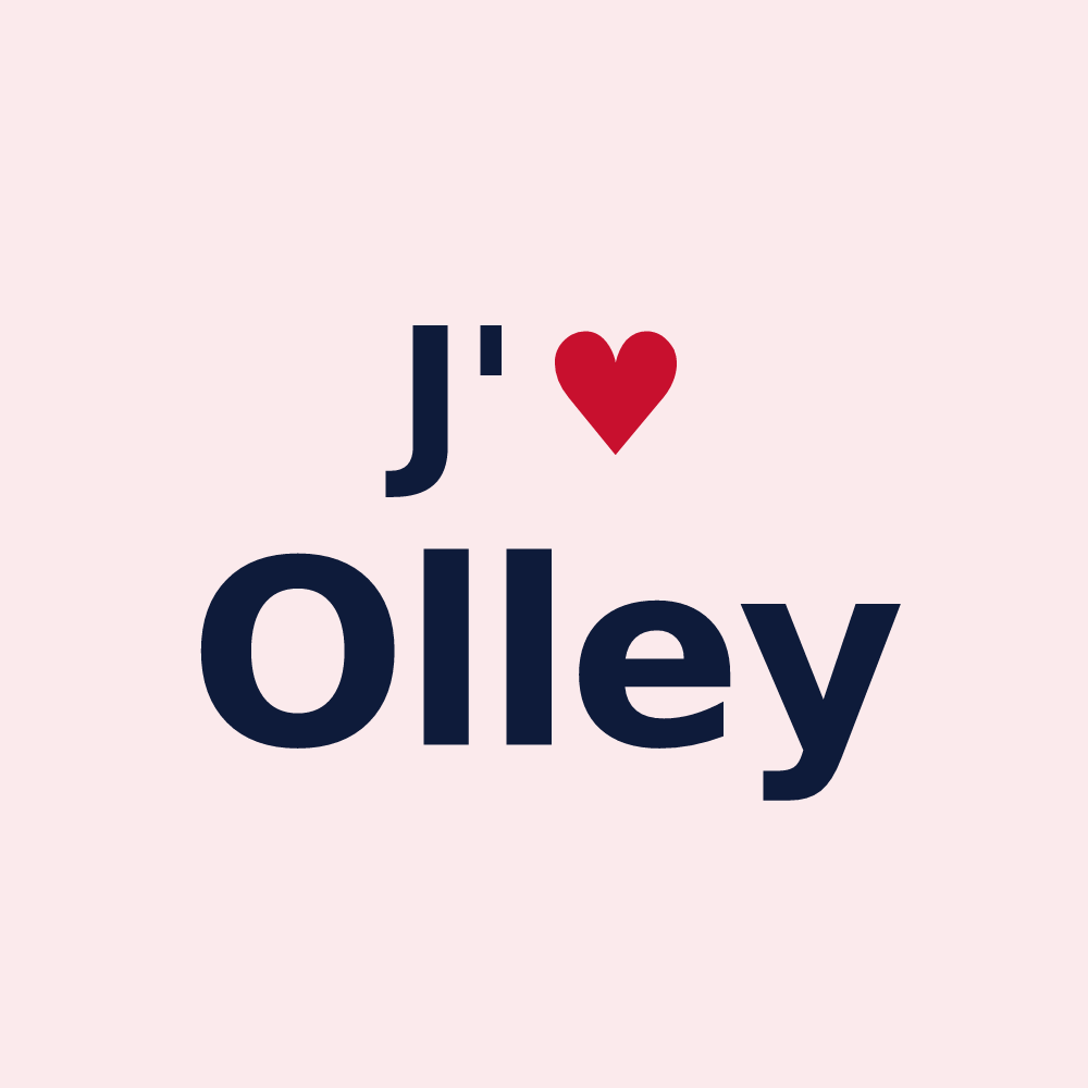 Magnet personnalisé Olley — design « J'aime Olley » imprimé sur le magnet