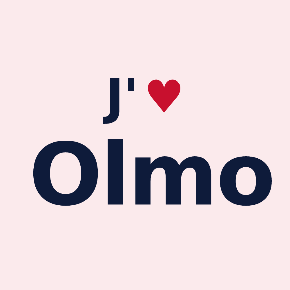 Magnet personnalisé Olmo — design « J'aime Olmo » imprimé sur le magnet