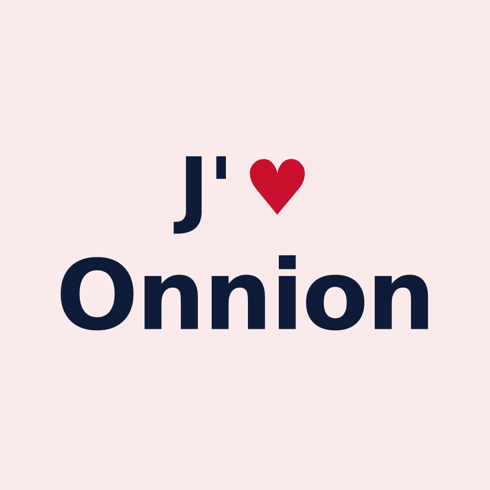 Magnet personnalisé Onnion — design « J'aime Onnion » imprimé sur le magnet