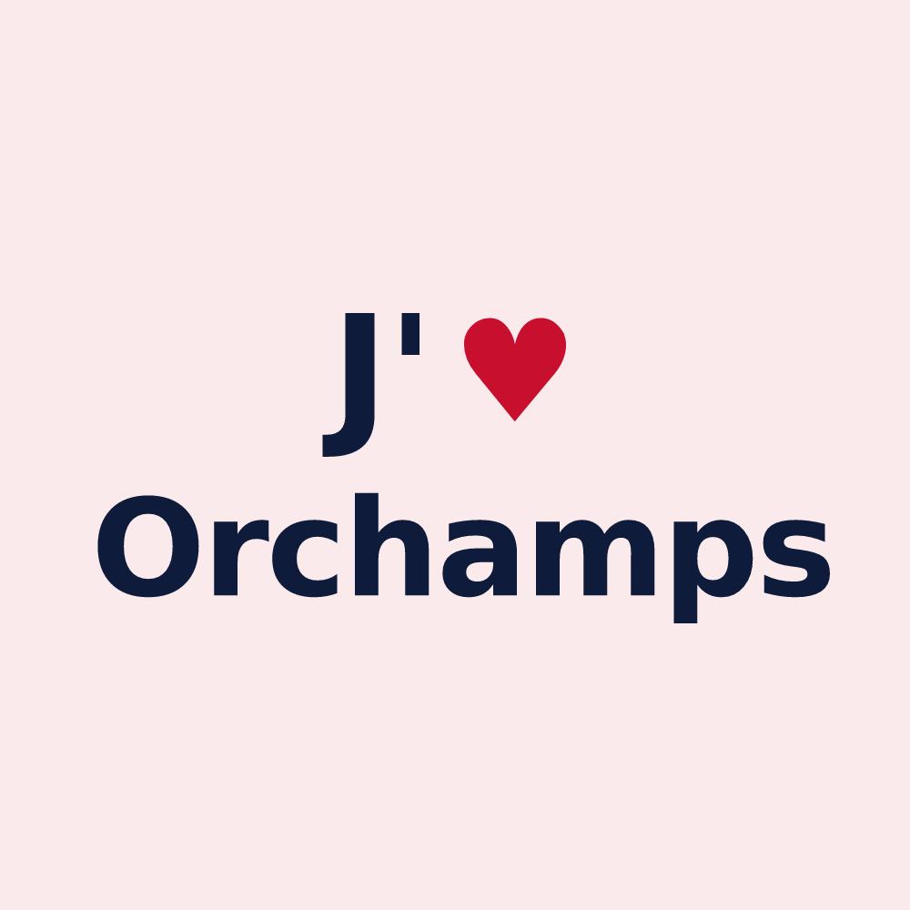 Magnet personnalisé Orchamps — design J'aime Orchamps