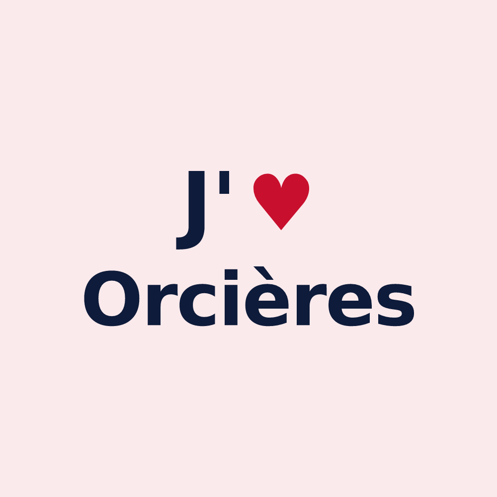 Magnet personnalisé Orcières — design « J'aime Orcières » imprimé sur le magnet