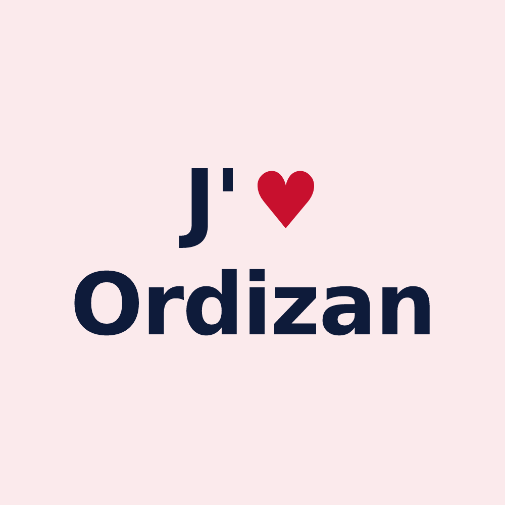 Magnet personnalisé Ordizan — design J'aime Ordizan