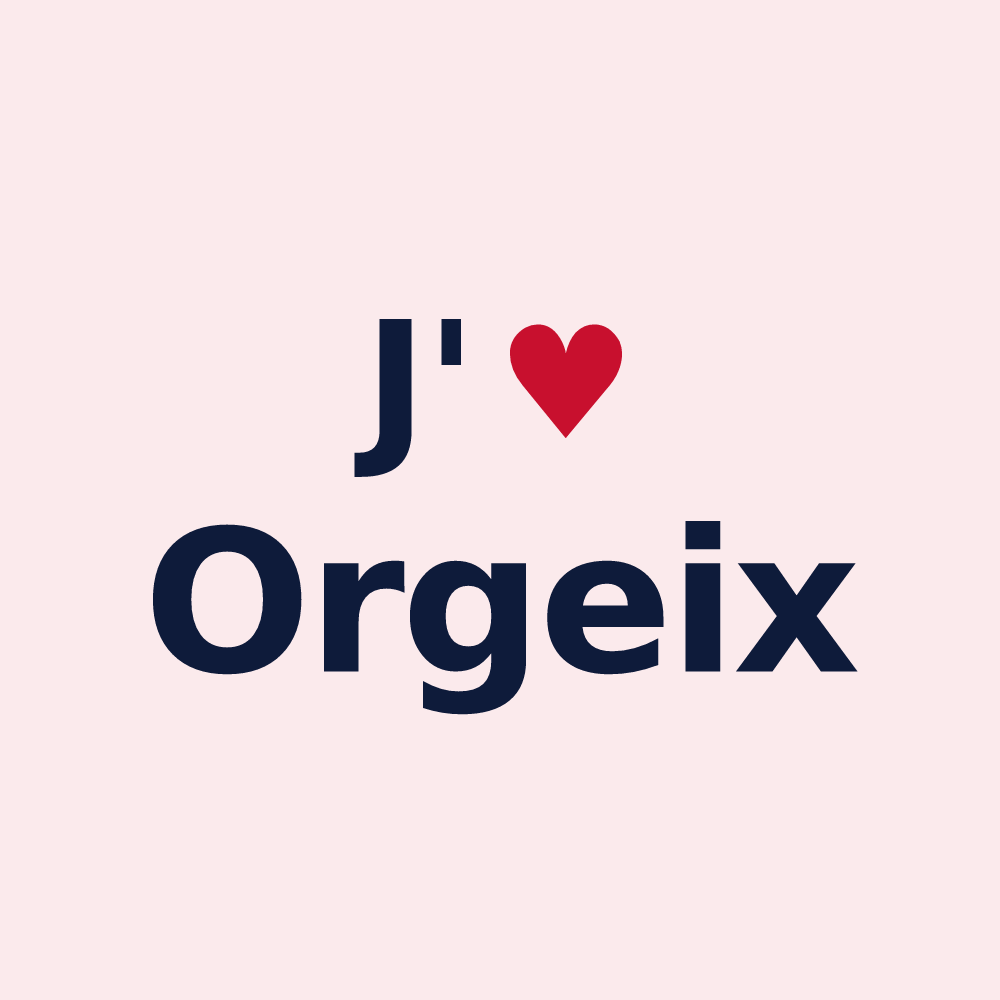 Magnet personnalisé Orgeix — design « J'aime Orgeix » imprimé sur le magnet