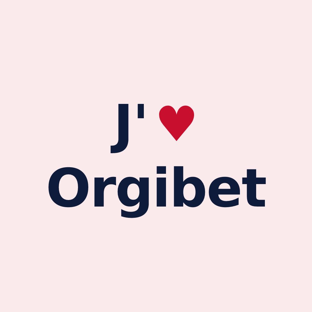 Magnet personnalisé Orgibet — design « J'aime Orgibet » imprimé sur le magnet