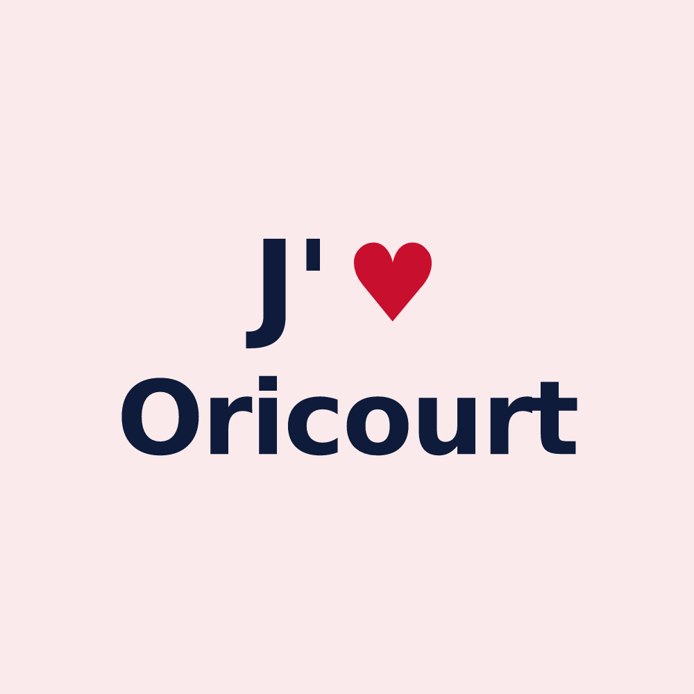 Magnet personnalisé Oricourt — design « J'aime Oricourt » imprimé sur le magnet