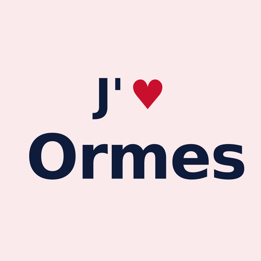 Magnet personnalisé Ormes — design « J'aime Ormes » imprimé sur le magnet