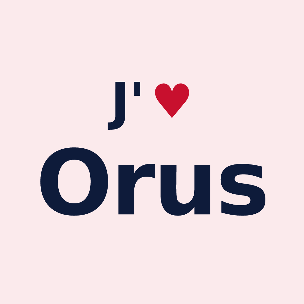 Magnet personnalisé Orus — design « J'aime Orus » imprimé sur le magnet