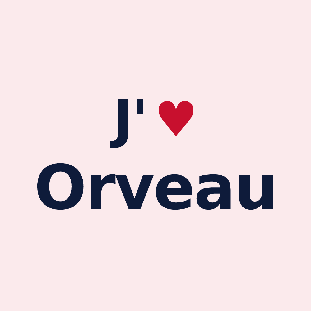 Magnet personnalisé Orveau — design « J'aime Orveau » imprimé sur le magnet