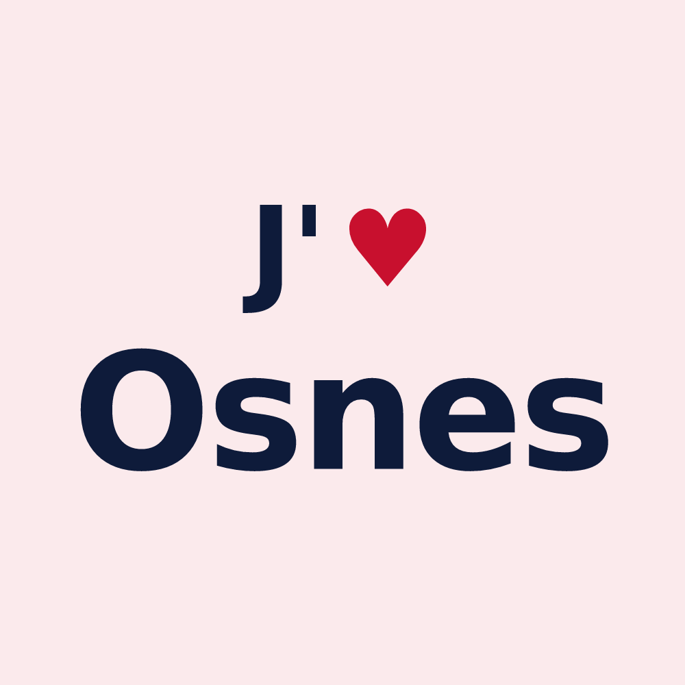 Magnet personnalisé Osnes — design « J'aime Osnes » imprimé sur le magnet