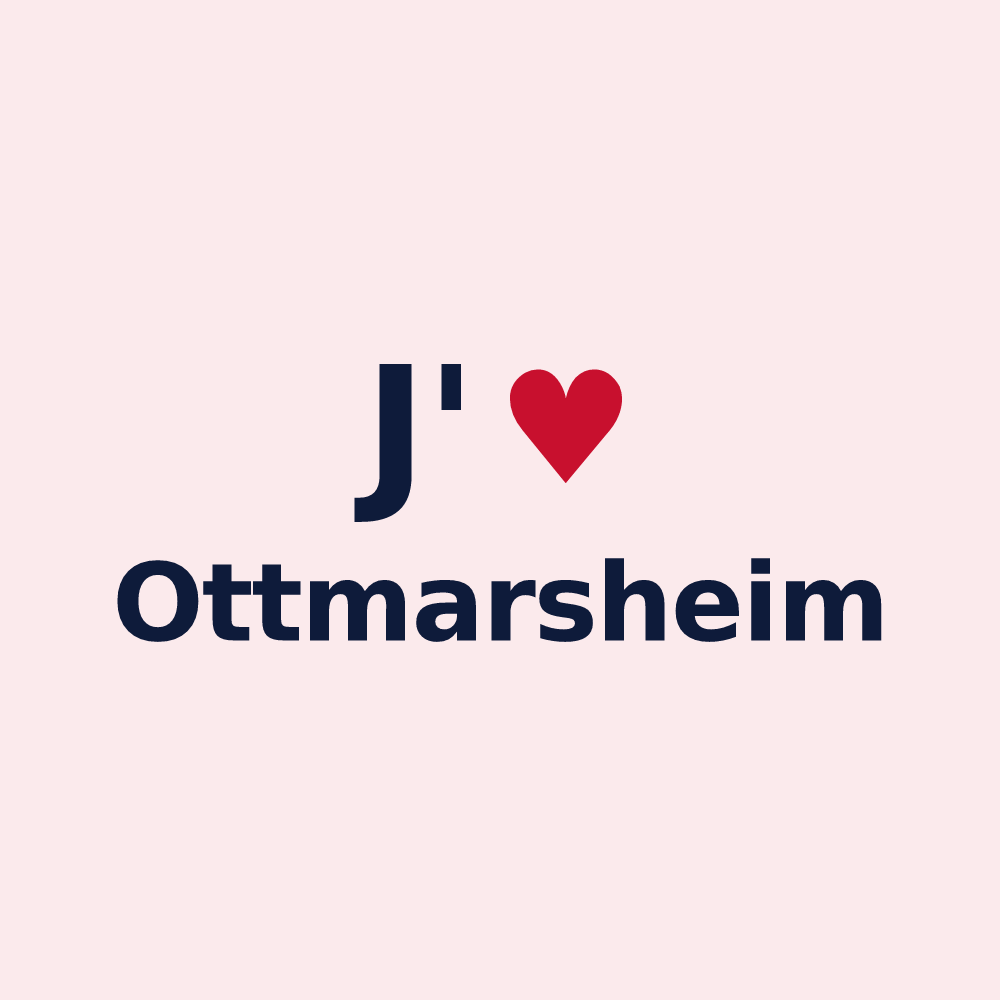 Magnet personnalisé Ottmarsheim — design « J'aime Ottmarsheim » imprimé sur le magnet