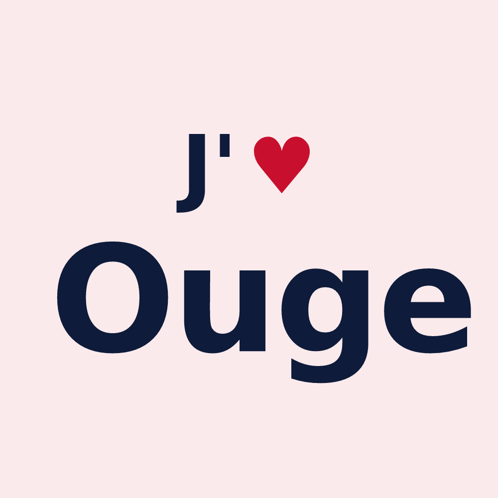Magnet personnalisé Ouge — design « J'aime Ouge » imprimé sur le magnet