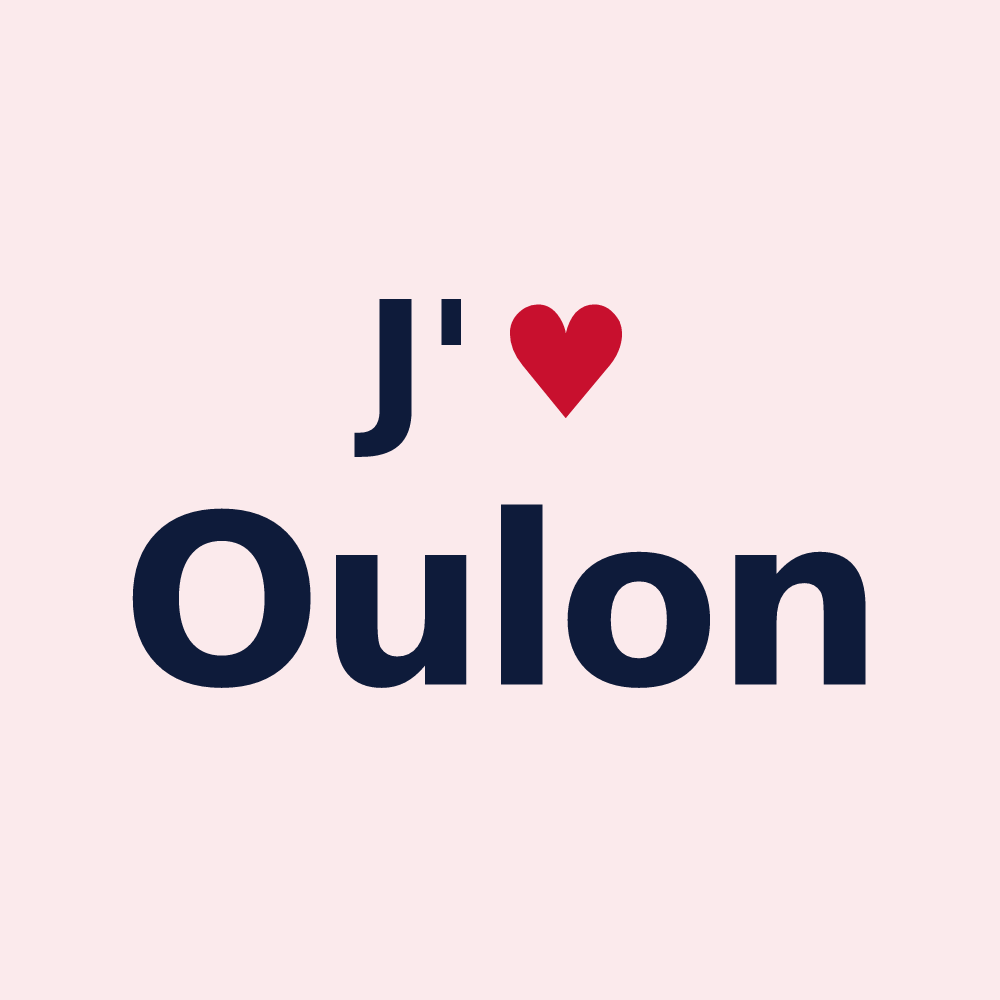 Magnet personnalisé Oulon — design « J'aime Oulon » imprimé sur le magnet