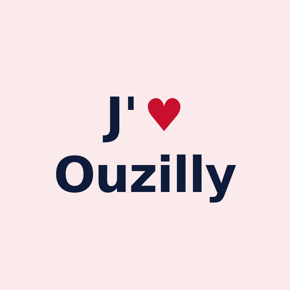 Magnet personnalisé Ouzilly — design J'aime Ouzilly
