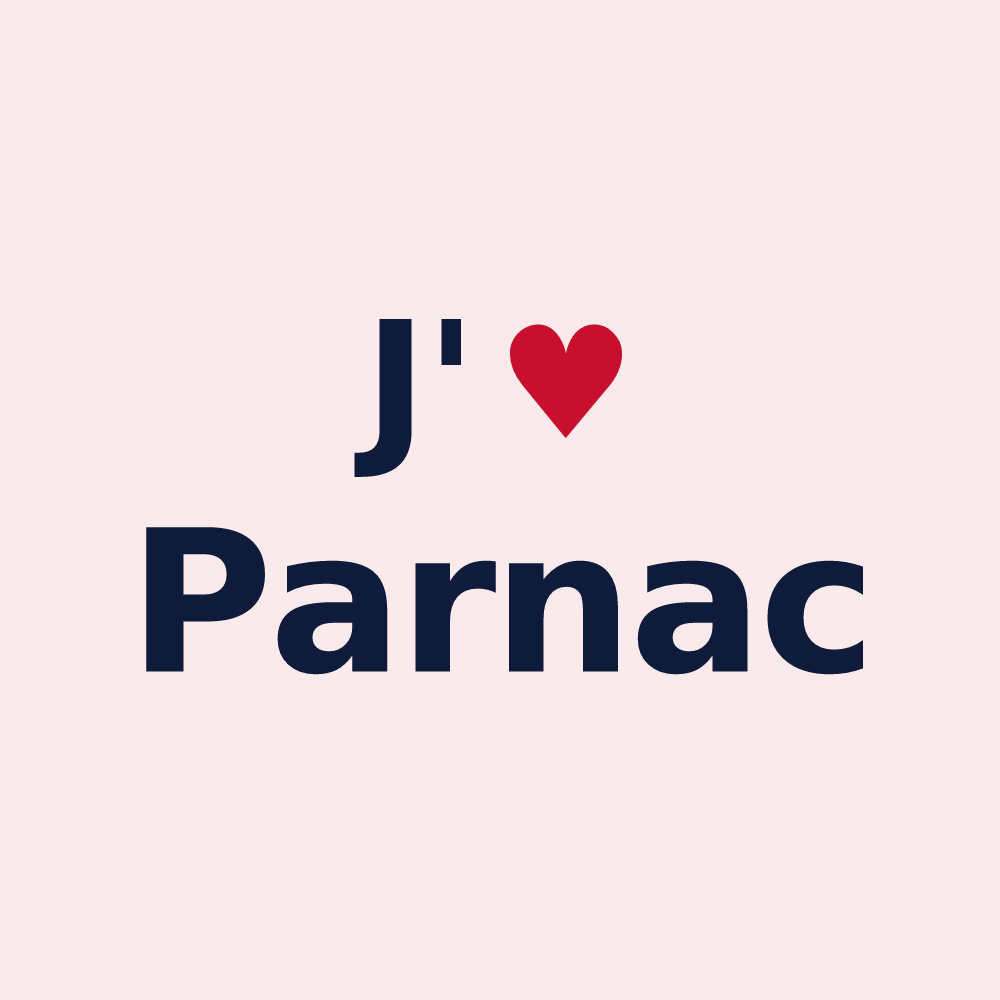 Magnet personnalisé Parnac — design « J'aime Parnac » imprimé sur le magnet