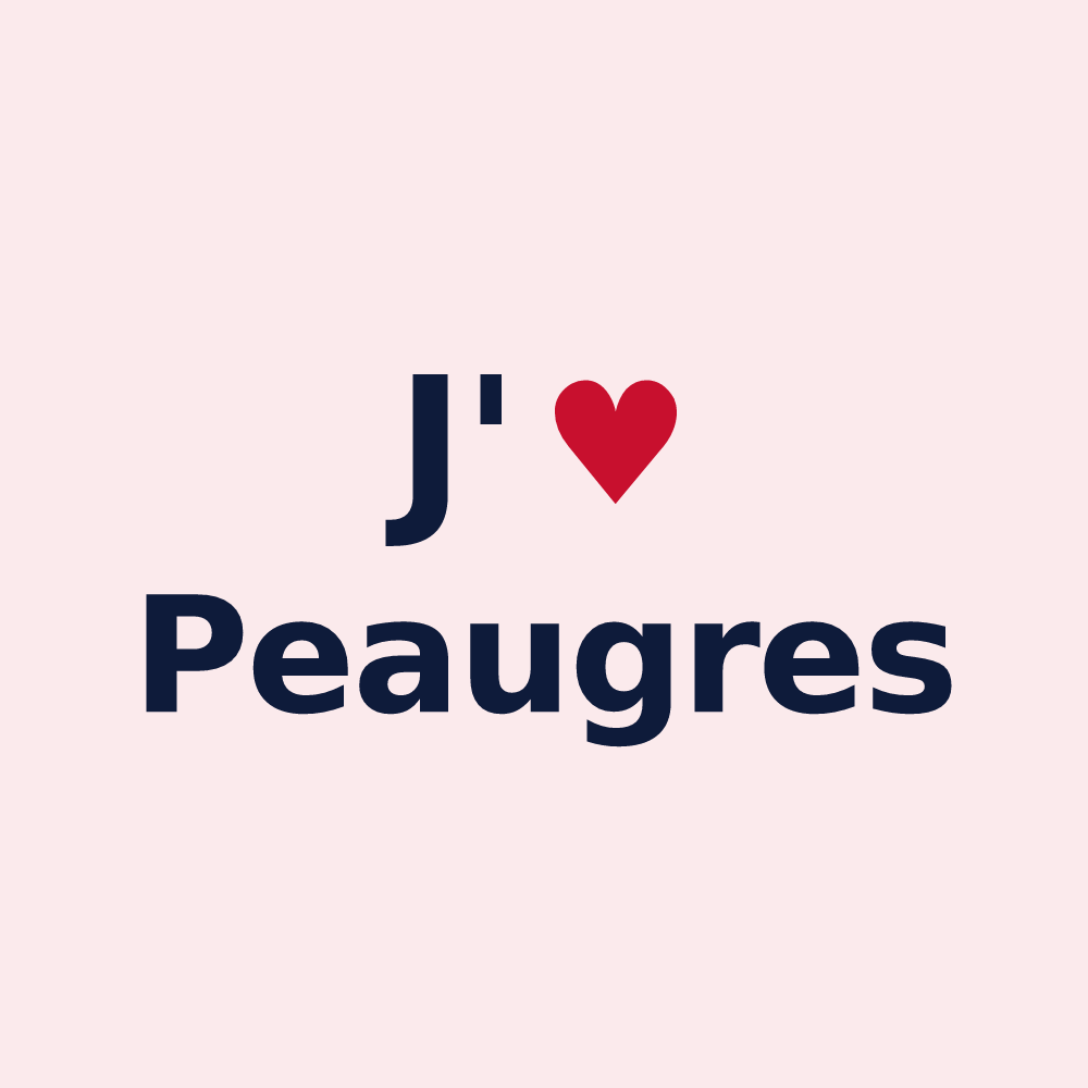 Magnet personnalisé Peaugres — design « J'aime Peaugres » imprimé sur le magnet