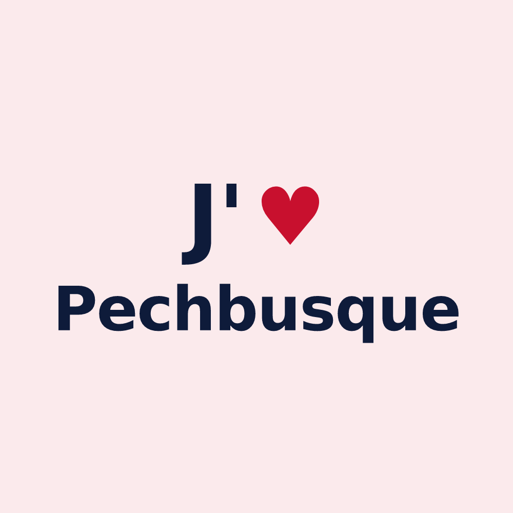 Magnet personnalisé Pechbusque — design « J'aime Pechbusque » imprimé sur le magnet
