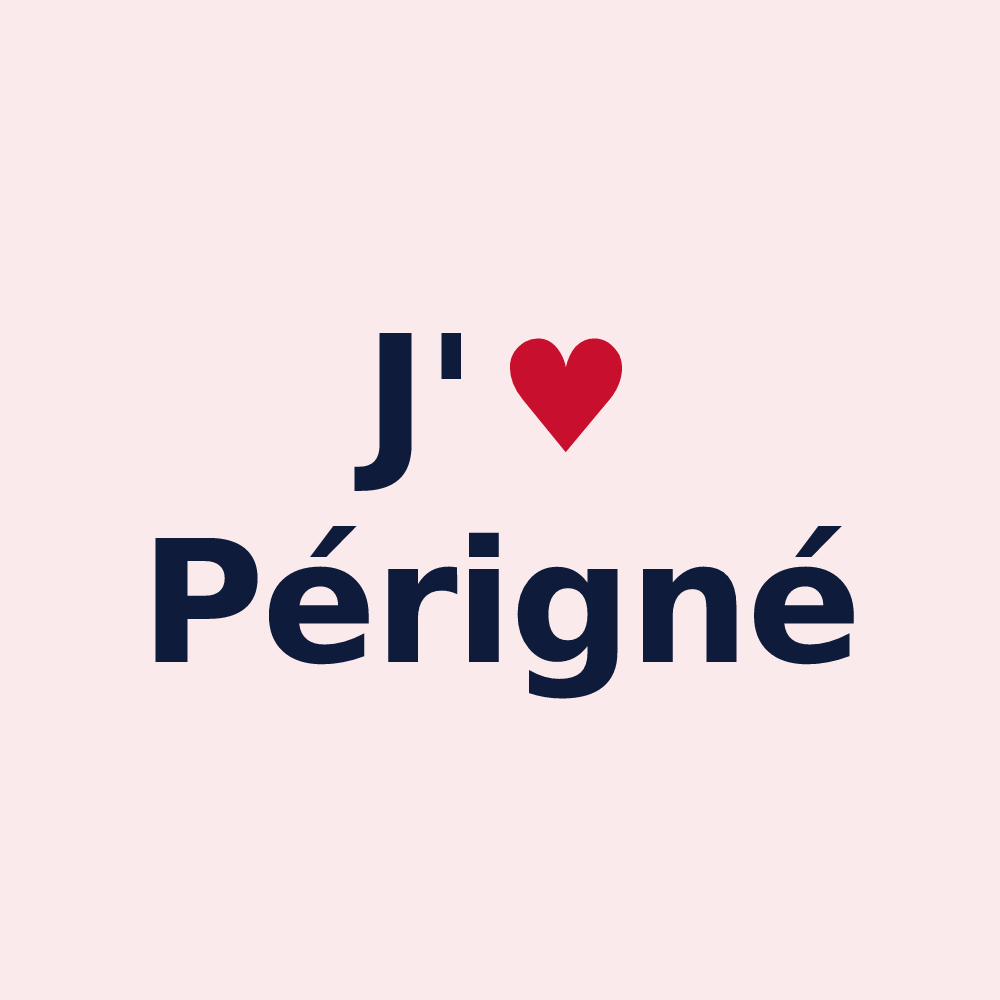 Magnet personnalisé Périgné — design « J'aime Périgné » imprimé sur le magnet