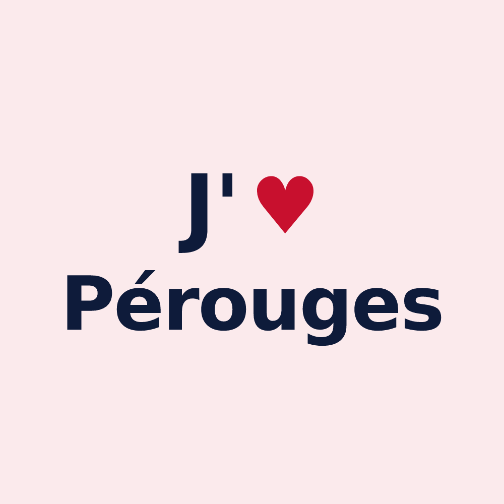 Magnet personnalisé Pérouges — design « J'aime Pérouges » imprimé sur le magnet
