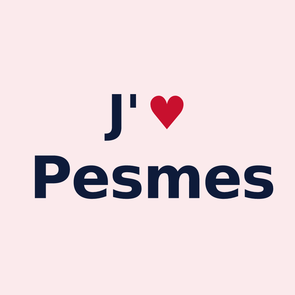 Magnet personnalisé Pesmes — design « J'aime Pesmes » imprimé sur le magnet