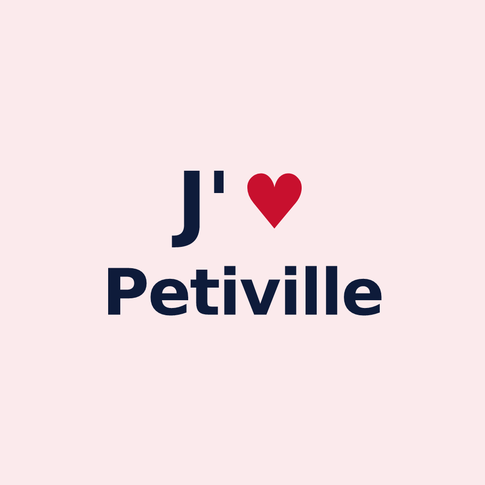 Magnet personnalisé Petiville — design « J'aime Petiville » imprimé sur le magnet