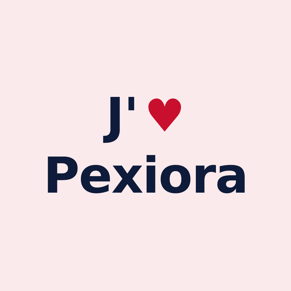 Magnet personnalisé Pexiora — design « J'aime Pexiora » imprimé sur le magnet