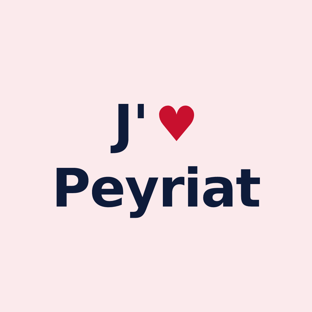 Magnet personnalisé Peyriat — design « J'aime Peyriat » imprimé sur le magnet