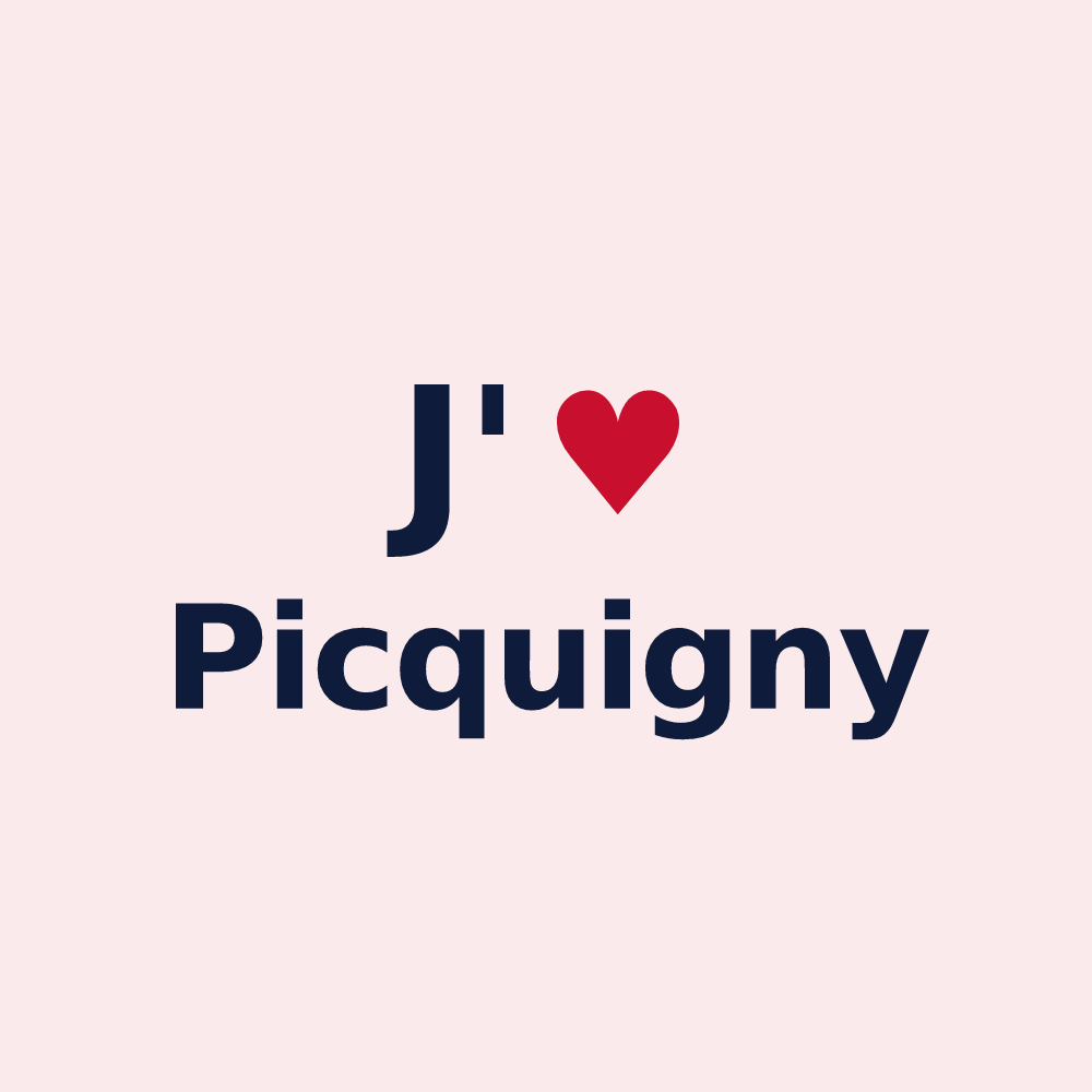 Magnet personnalisé Picquigny — design « J'aime Picquigny » imprimé sur le magnet