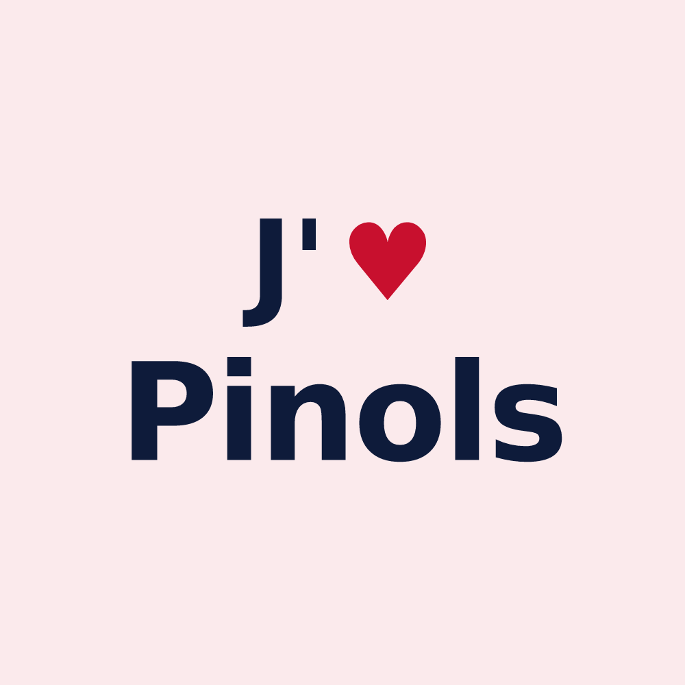 Magnet personnalisé Pinols — design J'aime Pinols