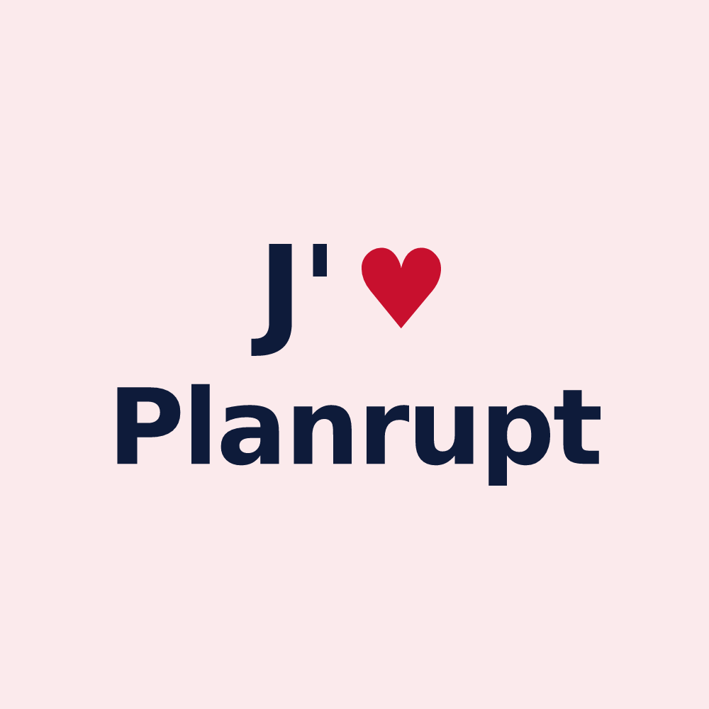 Magnet personnalisé Planrupt — design « J'aime Planrupt » imprimé sur le magnet