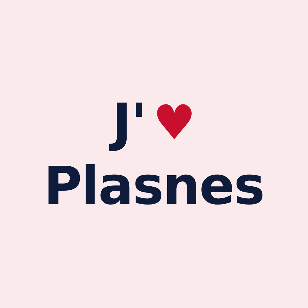 Magnet personnalisé Plasnes — design « J'aime Plasnes » imprimé sur le magnet