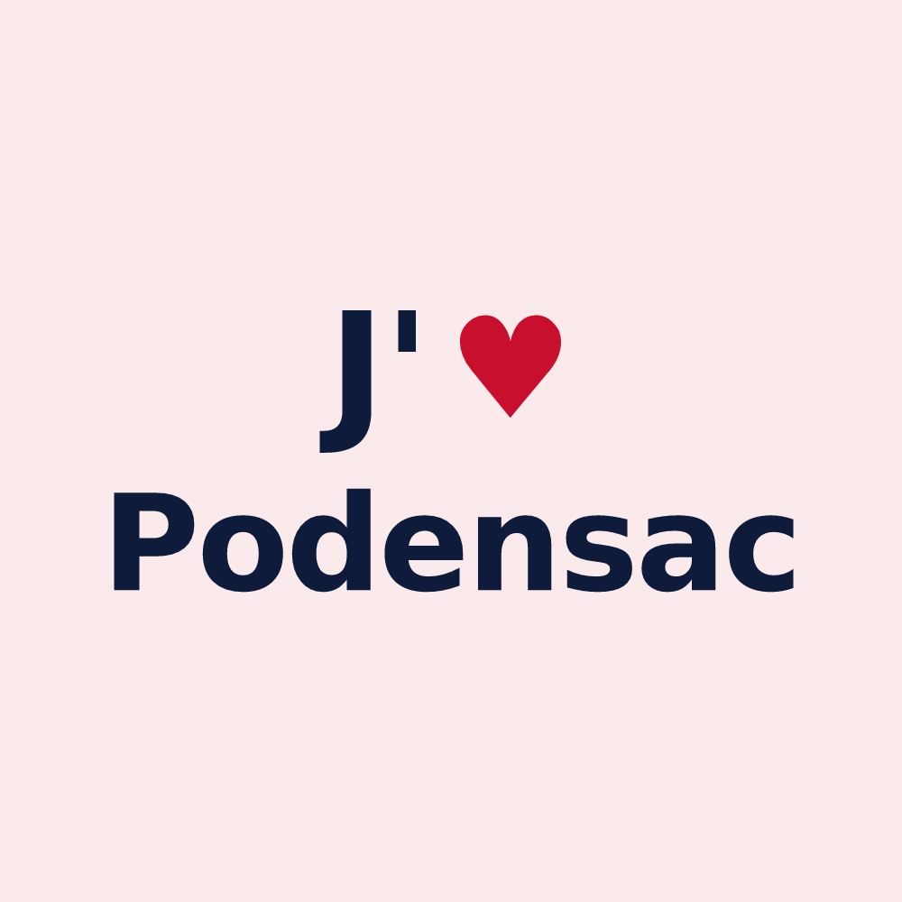 Magnet personnalisé Podensac — design J'aime Podensac