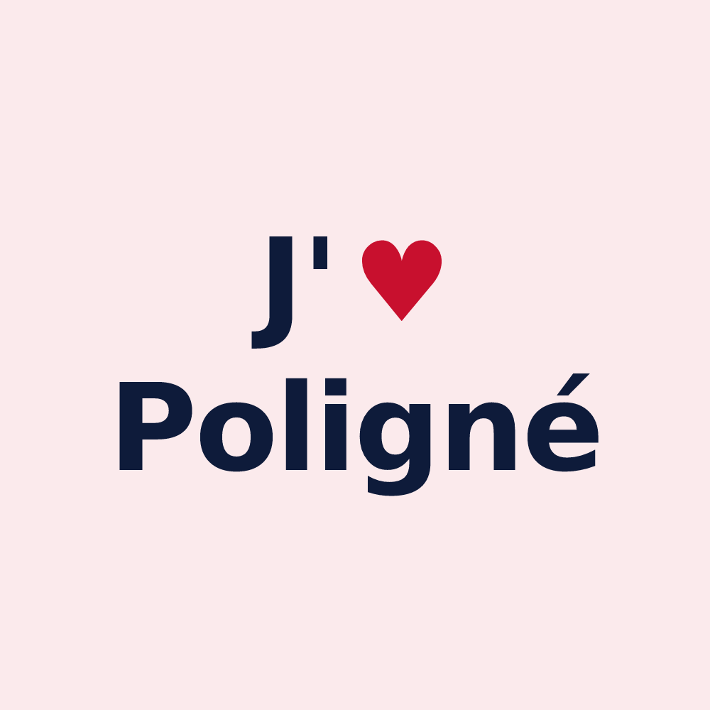 Magnet personnalisé Poligné — design J'aime Poligné