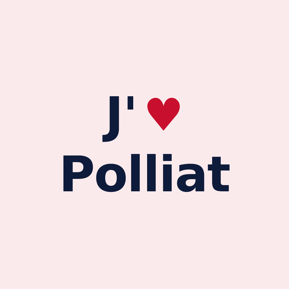 Magnet personnalisé Polliat — design « J'aime Polliat » imprimé sur le magnet