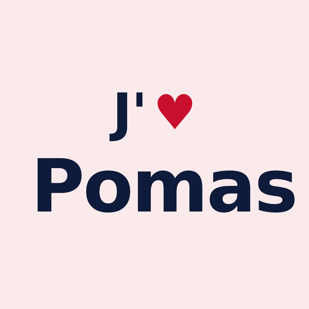 Magnet personnalisé Pomas — design « J'aime Pomas » imprimé sur le magnet