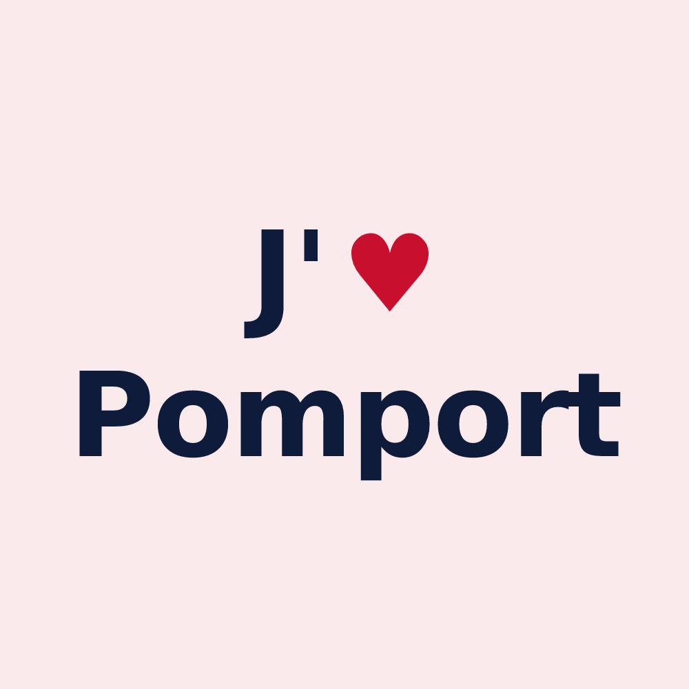 Magnet personnalisé Pomport — design J'aime Pomport