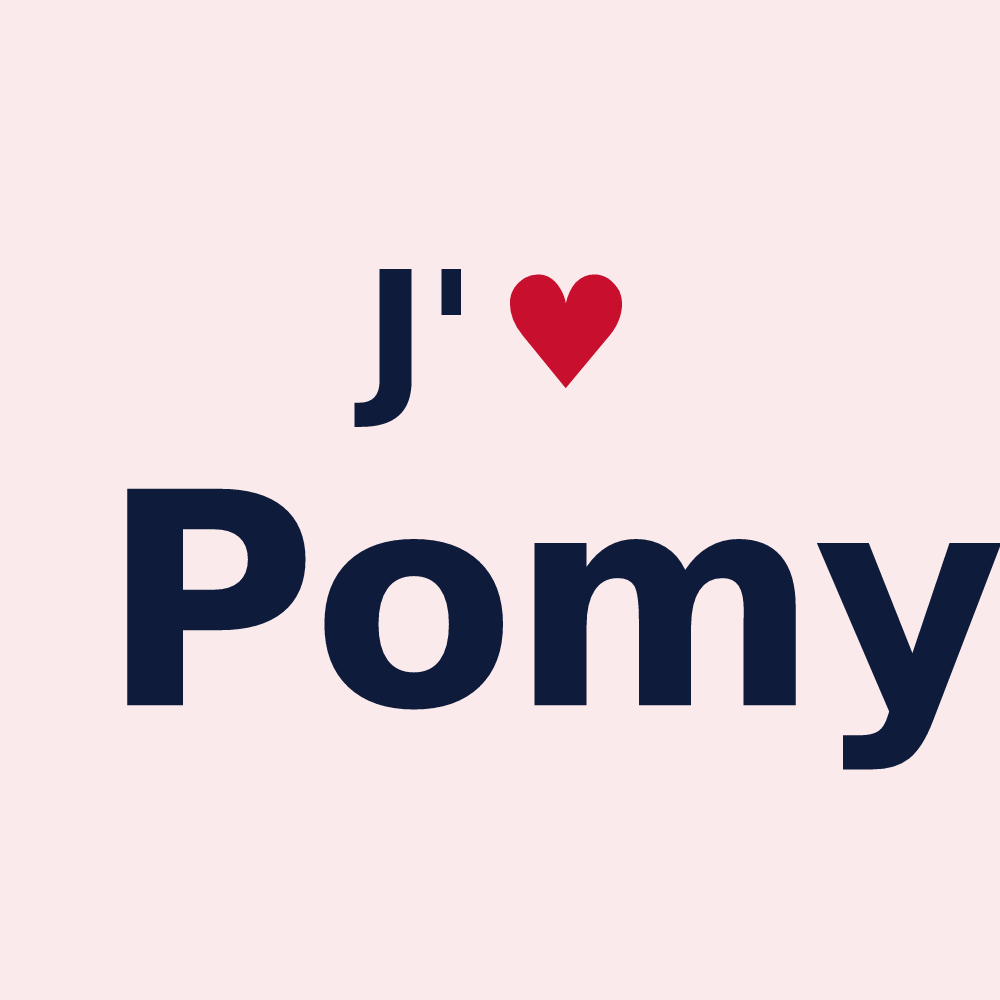 Magnet personnalisé Pomy — design « J'aime Pomy » imprimé sur le magnet
