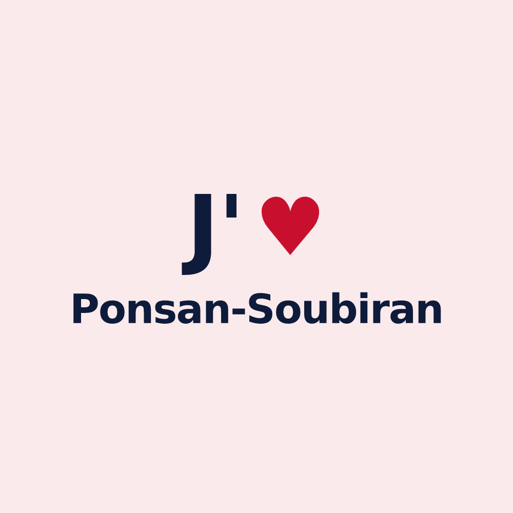 Magnet personnalisé Ponsan-Soubiran — design « J'aime Ponsan-Soubiran » imprimé sur le magnet